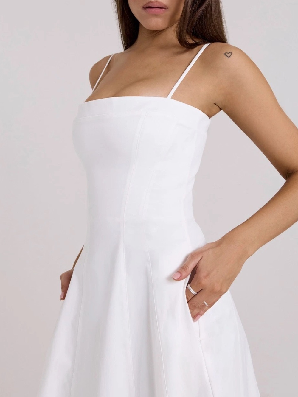 House of CB dolly white cotton midi sundress